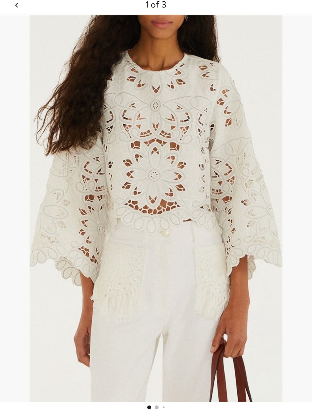 FARM RIO off white  Richilieu Cutwork Embroidered Blouse